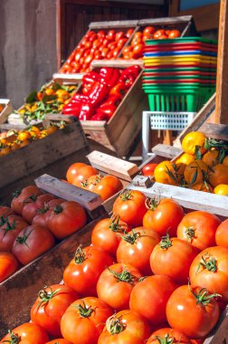 téli szüret gyümölcs-egy szabadtéri piac, Uruguay