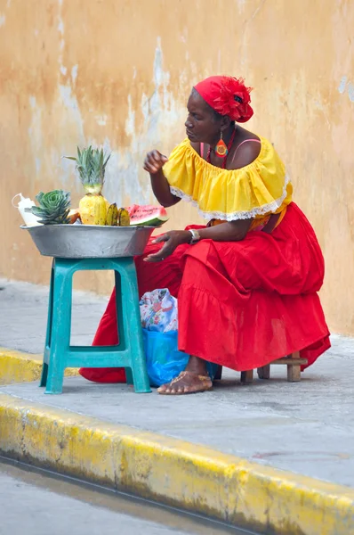 Palenquera kobieta z cartagena, Kolumbia — Zdjęcie stockowe