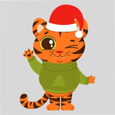 Neşeli kaplan yeni yılda sevinir.