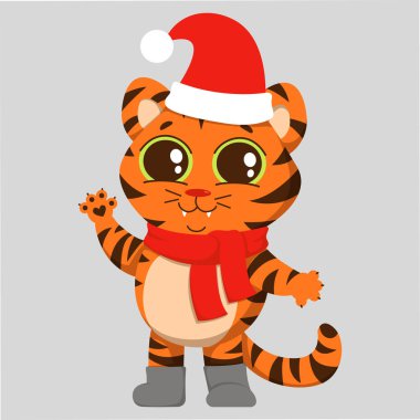 Neşeli kaplan yeni yılda sevinir.