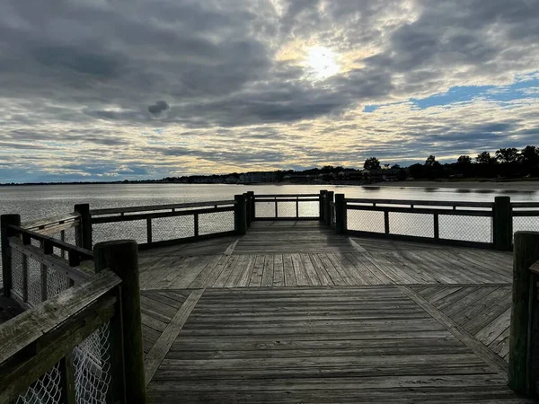 Puesta Sol Extremo Muelle — Foto de Stock