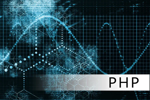 Php v pozadí obrázku modré údaje — Stock fotografie