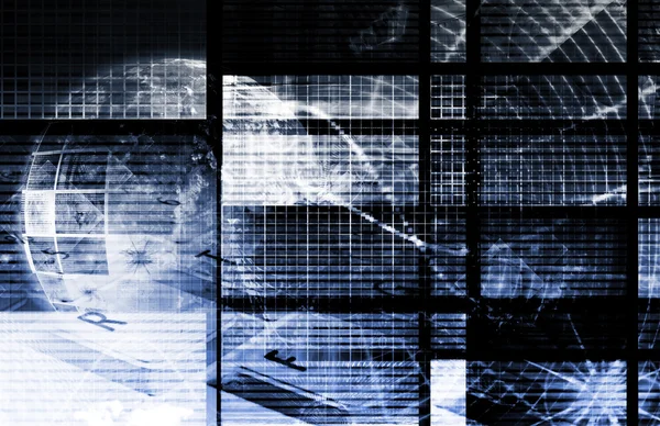 Blauwe technologie collage — Stockfoto