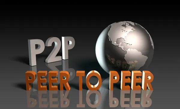 Tecnología P2P Peer to Peer en 3d — Foto de Stock