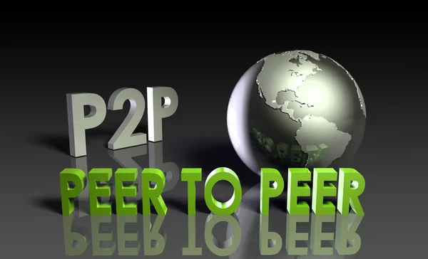 Tecnología P2P Peer to Peer en 3d — Foto de Stock
