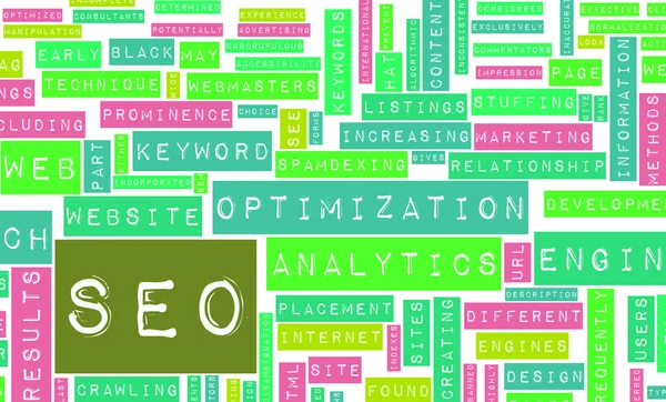 Search Engine Optimization or SEO Word Cloud — Stock Photo, Image