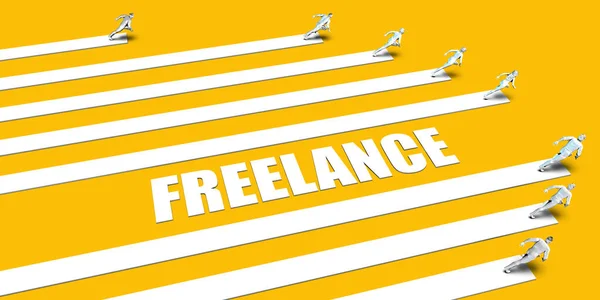 Freelance Concept Business People Running Yellow — Stock Photo, Image