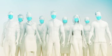 Virüsün Yayılmasını önlemek için Tıbbi Maske Giyen İş Adamları