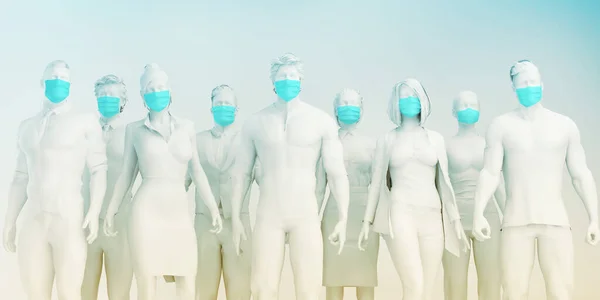 Affärsmän Bär Medicinska Masker För Att Förhindra Spridning Virus — Stockfoto