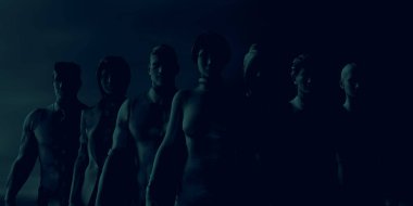 Gölgelerde Karanlık Gölgeler İşiyle Duran İnsanlar