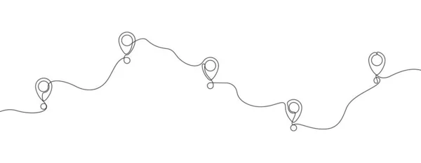 Dibujo Continuo Una Línea Punteros Ubicación Del Mapa Pin Mapa — Archivo Imágenes Vectoriales