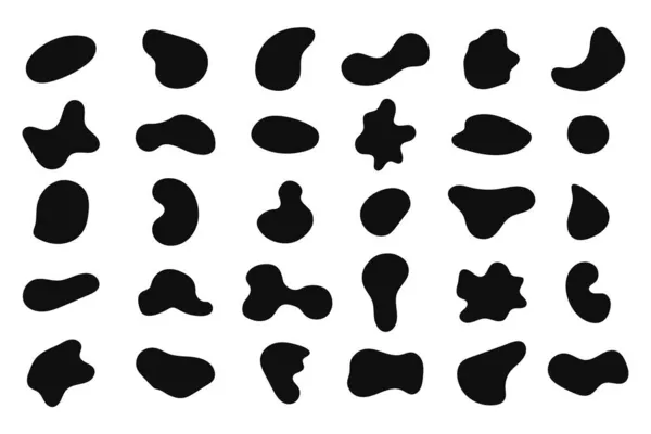 Conjunto Diferentes Formas Líquidas Spot Blot Blob Otros Elementos Fluidos — Archivo Imágenes Vectoriales