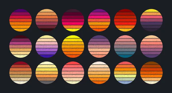 Sunset Collectie Retro 70S 80S Stijl Met Grunge Textuur Vintage — Stockvector