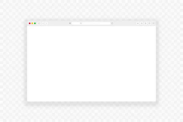 浏览窗口 具有工具栏 搜索和阴影的现实的空网页 浏览器窗口模仿透明的背景 矢量说明 — 图库矢量图片