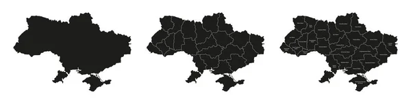 Ukraine Cartes Établies Ensemble Carte Ukrainienne Avec Les Noms Oblast — Image vectorielle