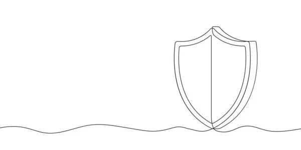 Щит Однієї Неперервної Лінії Намальованої Захисний Щит Намальований Одній Лінії — стоковий вектор