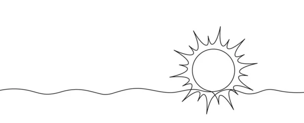 Egy Folyamatos Vonal Illusztrálja Nap Sugarak Napfény Napfény Egy Vonalban — Stock Vector