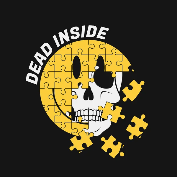 Emoji Smile Made Jigsaw Puzzle Crumble Skull Print Shirt Design — Stock Vector