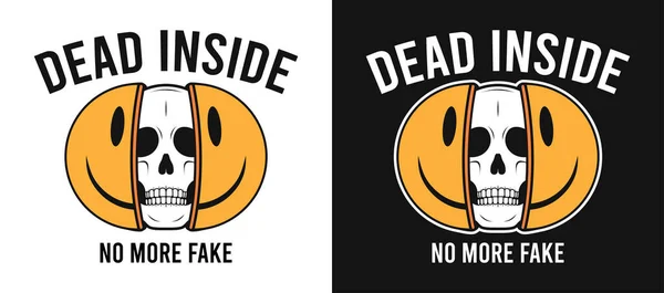 Emoji Smile Skull Slogan Shirt Design Skull Smile Print Tee — Stock Vector