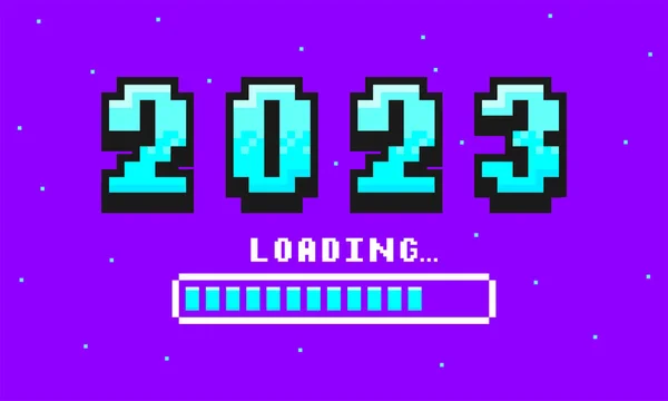 2023 Pixel Art Banner Para Año Nuevo 2023 Números Estilo — Archivo Imágenes Vectoriales