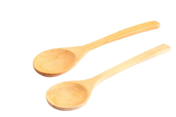 Cucchiaio di legno su sfondo bianco — Foto Stock