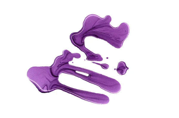 Lila Nagellackspritzer Isoliert Auf Weißem Hintergrund Kopierraum Aktuelle Violette Farbflecken — Stockfoto