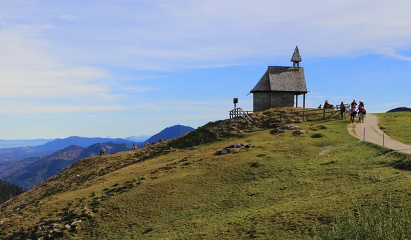 View of the chapel on the top of the mountain. — Stock Photo, Image