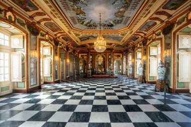 Queluz, Portugal - Feb 26, 2020: Hall of Ambassadors at Queluz Palace Interior - Queluz, Portugal clipart