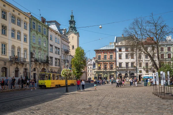 Lviv Ucrânia Agosto 2019 Praça Rynok Praça Mercado Com Tradicional — Fotografia de Stock