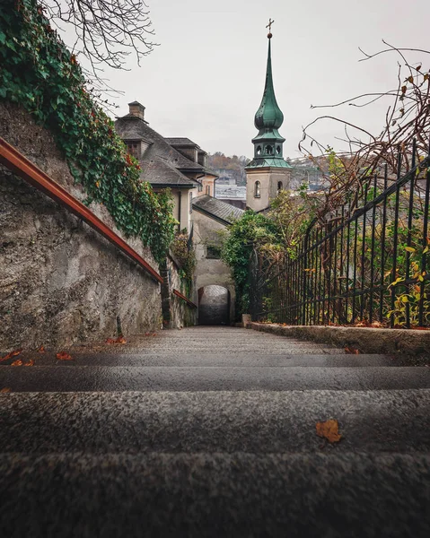 Imbergstiege Stairs Johns Imberg Church Autumn Salzburg Austria — Stock Photo, Image