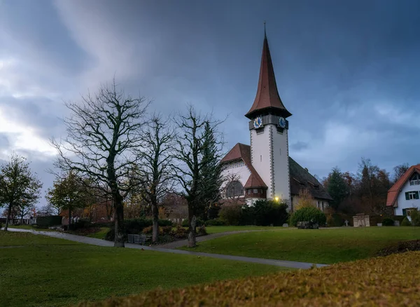 Igreja Reformada Reformierte Kirche Spiez Spiez Suíça — Fotografia de Stock