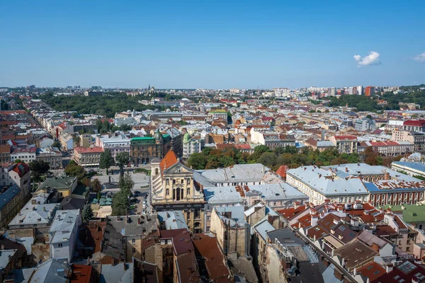Aerial View Lviv Jesuit Church Lviv Ukraine — Stock Photo, Image