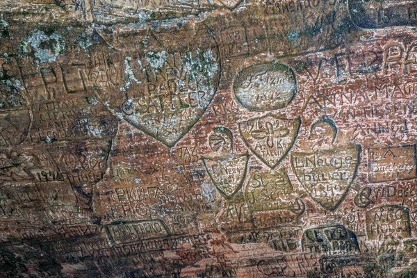 Inschriften Aus Dem Jahrhundert Den Wänden Der Gutmanis Höhle Nationalpark — Stockfoto