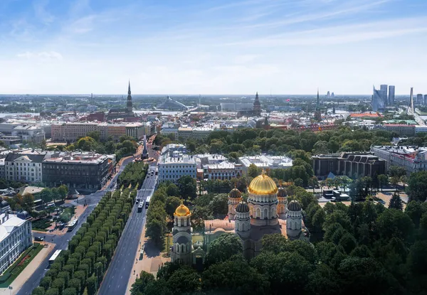 Вид Воздуха Ригу Рождества Христова Старый Город Риги Рига Латвия — стоковое фото