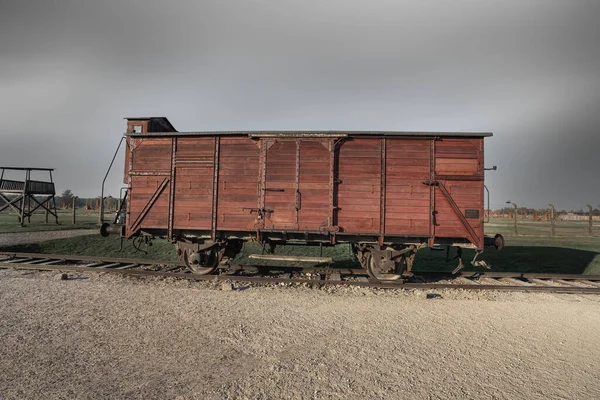 Antiguo Vagón Transporte Prisioneros Auschwitz Birkenau Antiguo Campo Concentración Exterminio — Foto de Stock