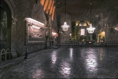 Wieliczka, Polonya - 24 Ekim 2019: Wieliczka Tuz Madeni St Kingas Kilisesi - Wieliczka, Polonya 
