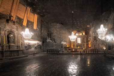 Wieliczka, Polonya - 24 Ekim 2019: Wieliczka Tuz Madeni St Kingas Kilisesi - Wieliczka, Polonya