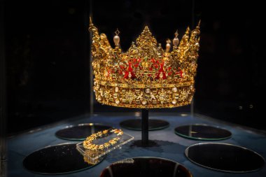 Kopenhag, Danimarka - 28 Haziran 2019: Christiansborg Sarayı Queens Kütüphanesi - Kopenhag, Danimarka