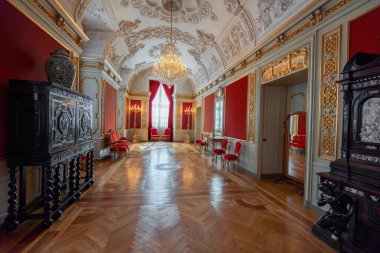 Kopenhag, Danimarka - 28 Haziran 2019: Christiansborg Sarayı Prenses Odası - Kopenhag, Danimarka