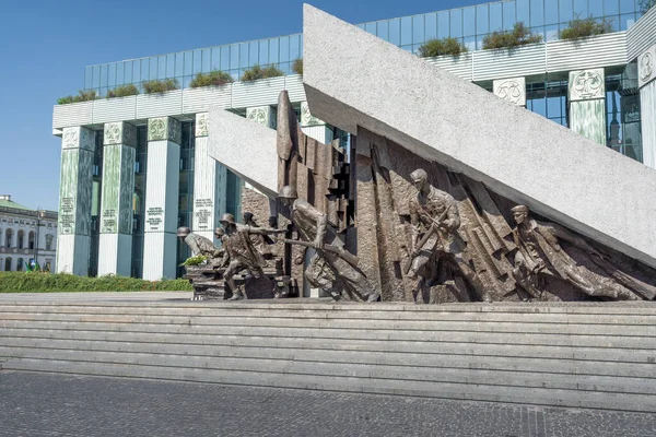 Varsovia Polonia Agosto 2019 Monumento Levantamiento Varsovia Plaza Krasinski Esculpido —  Fotos de Stock