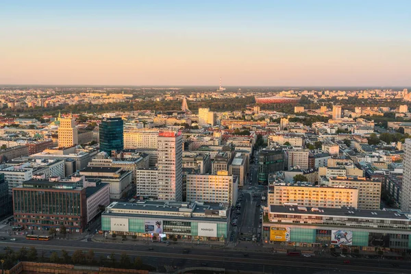 Warsaw Poland Aug 2019 Aerial View Warsaw Marszalkowska Street Warsaw — Stock Photo, Image