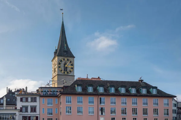 Peters Church Tower Цюрих Швейцария — стоковое фото