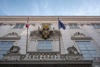 Viyana, Avusturya - 13 Ekim 2019: Prens Eugene Kış Sarayı (Winterpalais Prinz Eugen) - Viyana, Avusturya