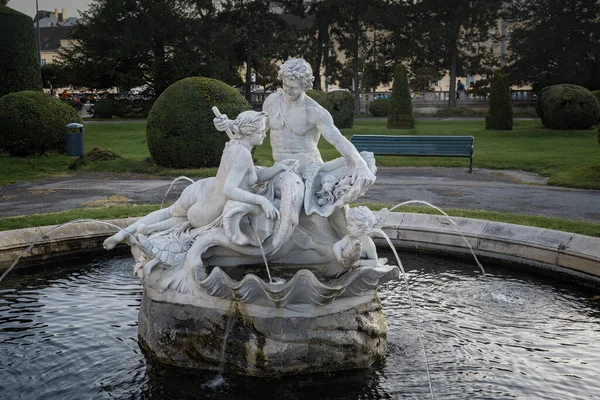 Triton Und Naiad Brunnen Maria Theresien Platz Von Edmund Paul — Stockfoto