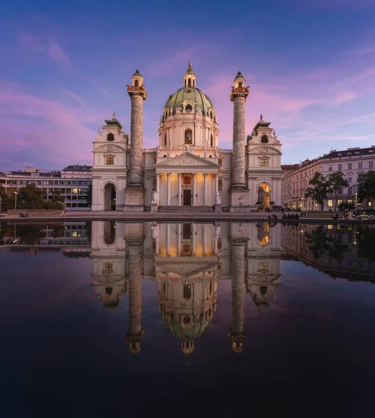 Karlskirche Charles Church Sunset Vienna Austria — Stock Photo, Image