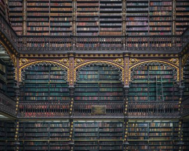 Rio de Janeiro, Brezilya - 4 Mayıs 2022: Portekiz Kraliyet İçişleri Bakanlığı (Real Gabinete Portugues de Leitura) - Rio de Janeiro, Brezilya
