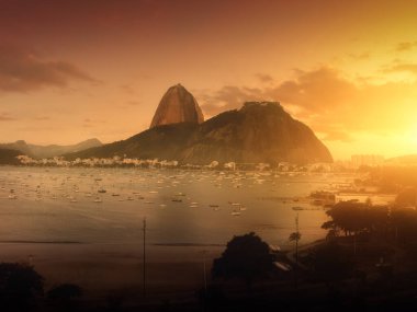 Botafogo 'daki Sugarloaf Dağı ve Guanabara Körfezi - Rio de Janeiro, Brezilya