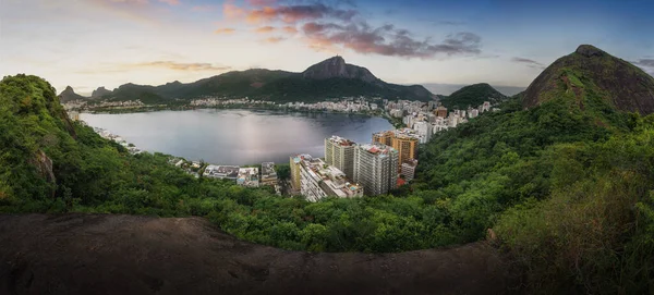 Blick Auf Rio Und Rodrigo Freitas Lagune Mit Bergen Aussichtspunkt — Stockfoto