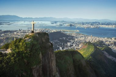 Rio de Janeiro, Brazil - May 3, 2022: Aerial view of Rio and Christ the Redeemer Statue - Rio de Janeiro, Brazil
