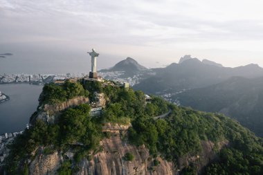 Rio de Janeiro, Brazil - May 3, 2022: Aerial view of Christ the Redeemer Statue and Corcovado Mountain - Rio de Janeiro, Brazil